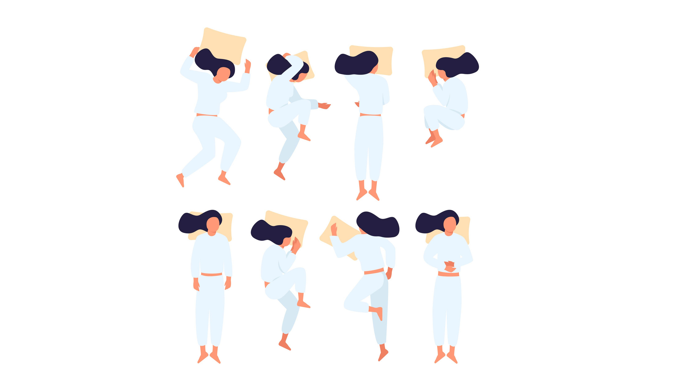 Une illustration montrant les principales positions de sommeil sur un matelas