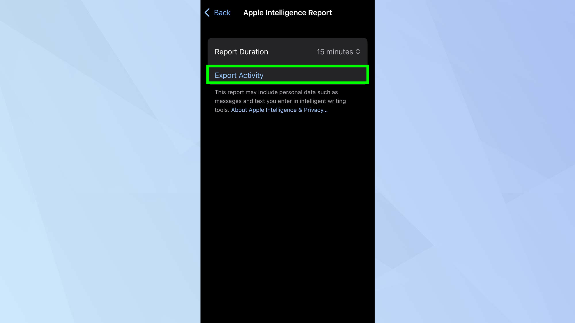 Apple Intelligence Export mis en évidence
