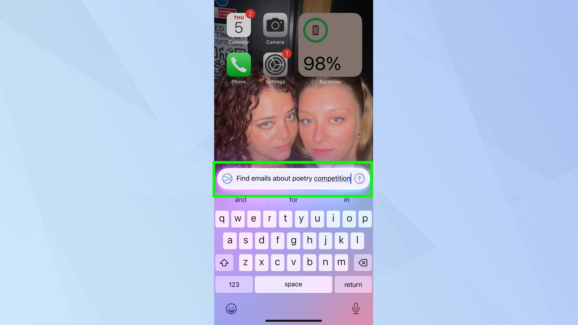 Tapez la commande de courrier électronique Siri