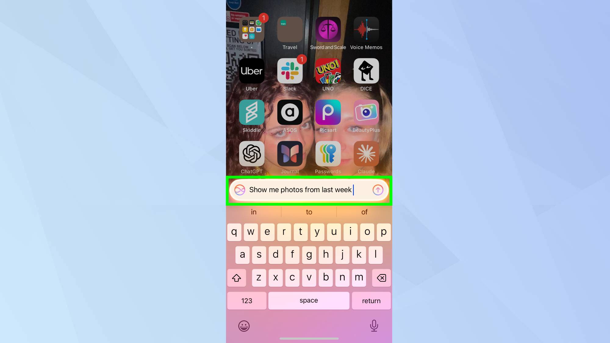 Tapez l'invite de photos Siri