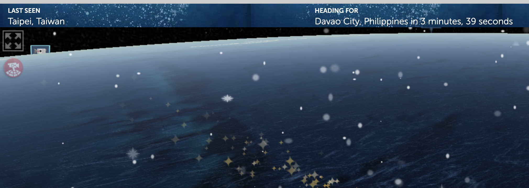 Le dernier emplacement visité dans le tracker NORAD