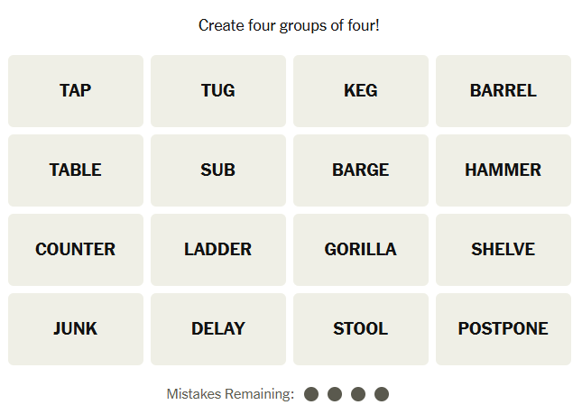 Puzzle Connexions du New York Times 19 décembre 2024