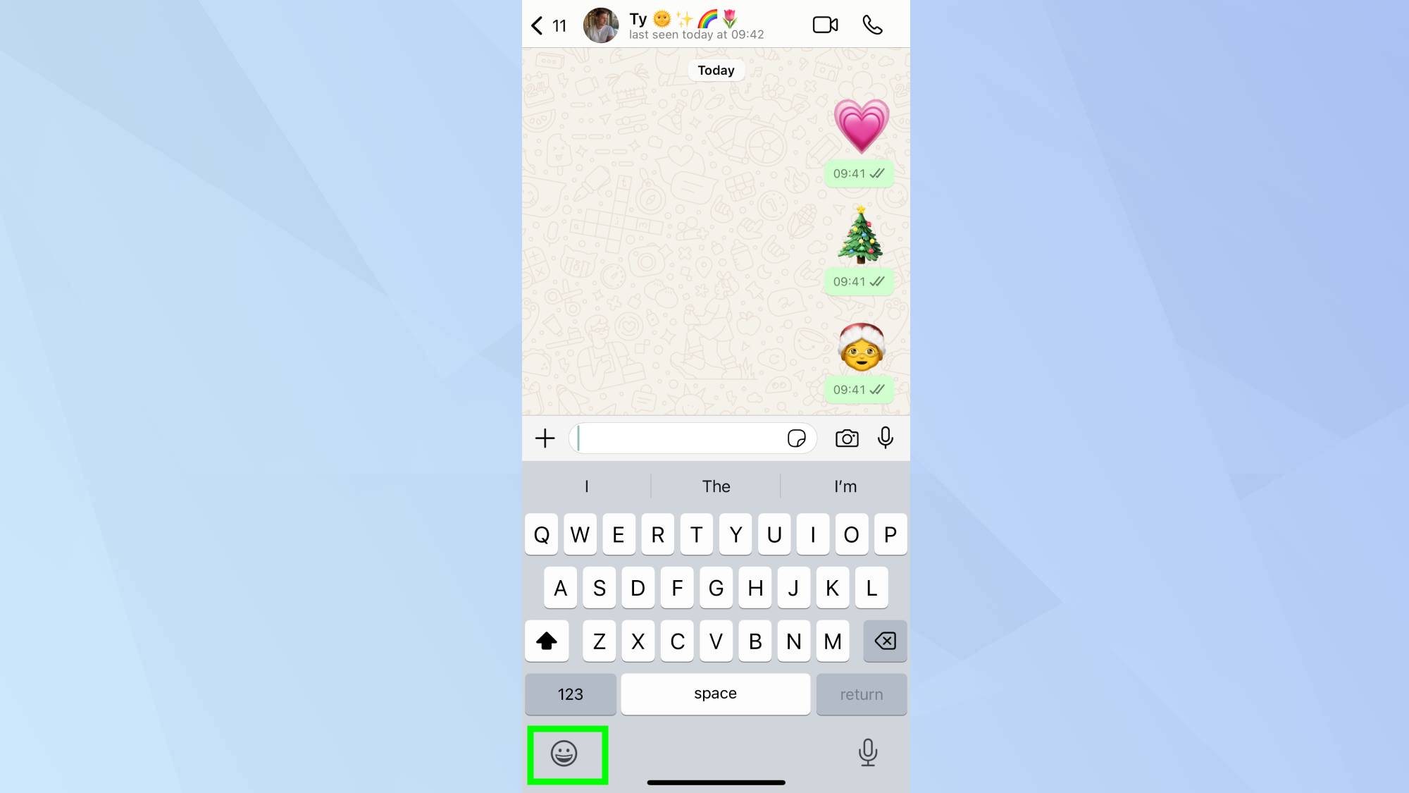 Clavier Emoji ouvert dans Whatsapp