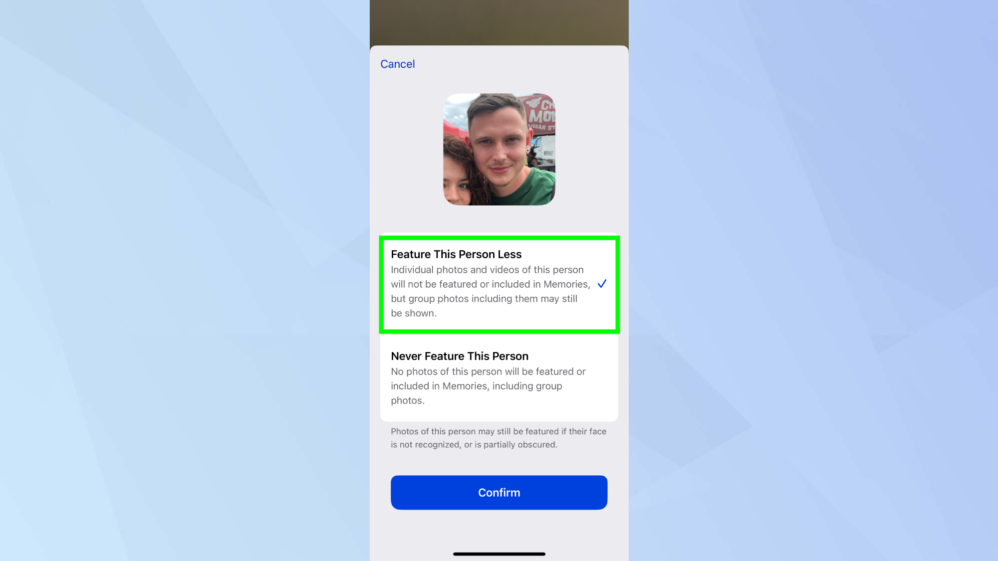 Présenter cette personne moins mise en avant dans Souvenirs