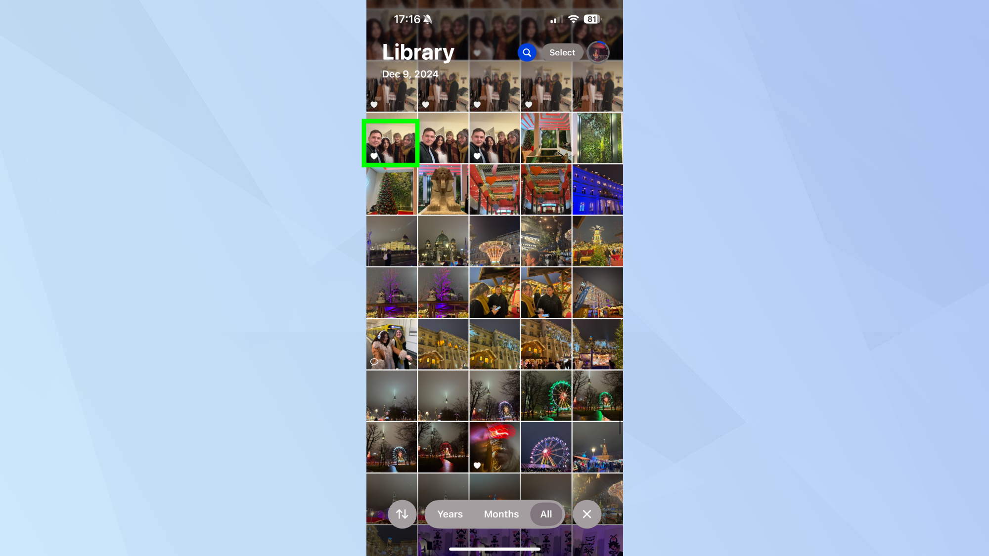 Photo sélectionnée dans l'application iPhone Photos