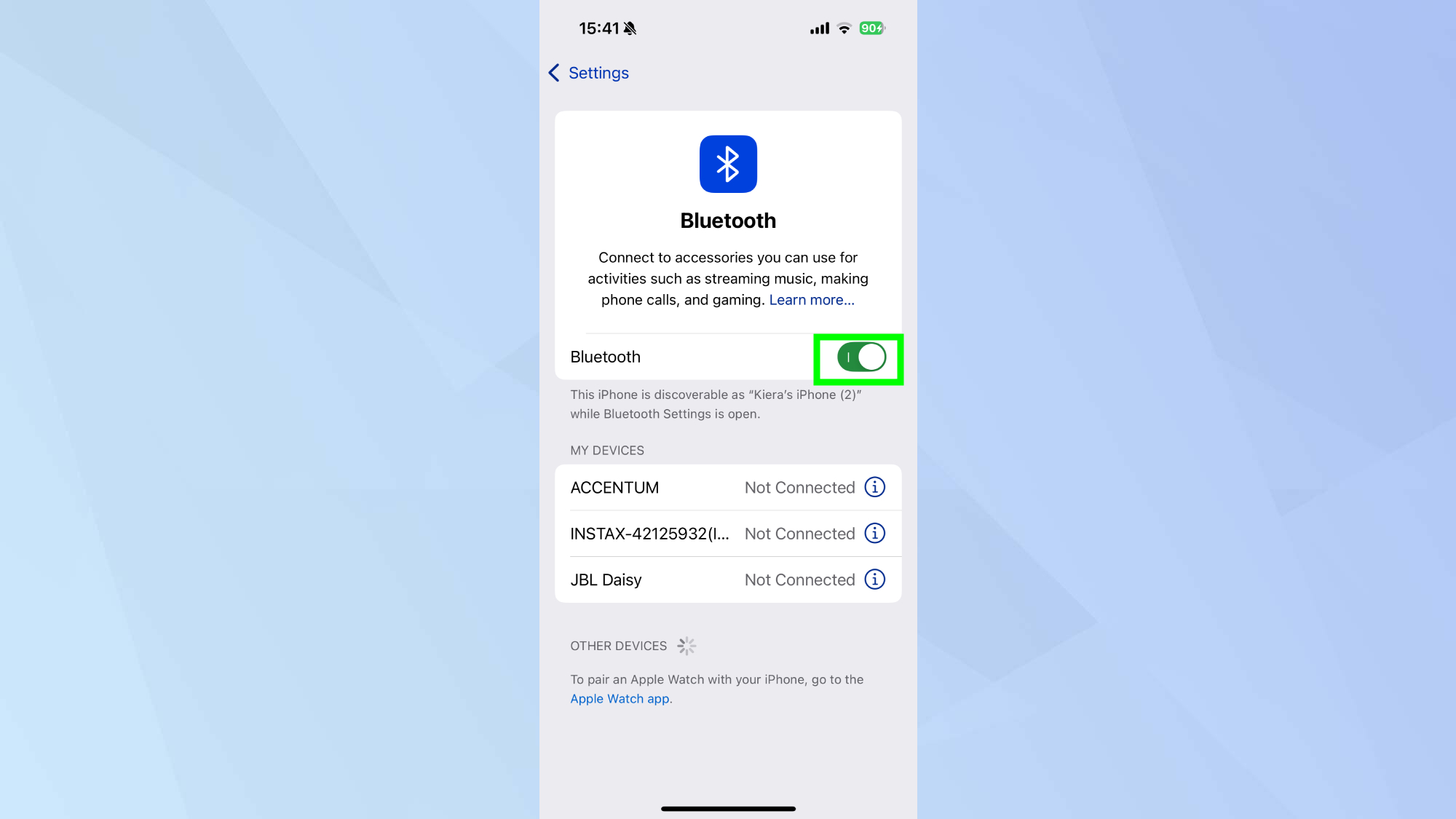 Bluetooth activé sur iPhone