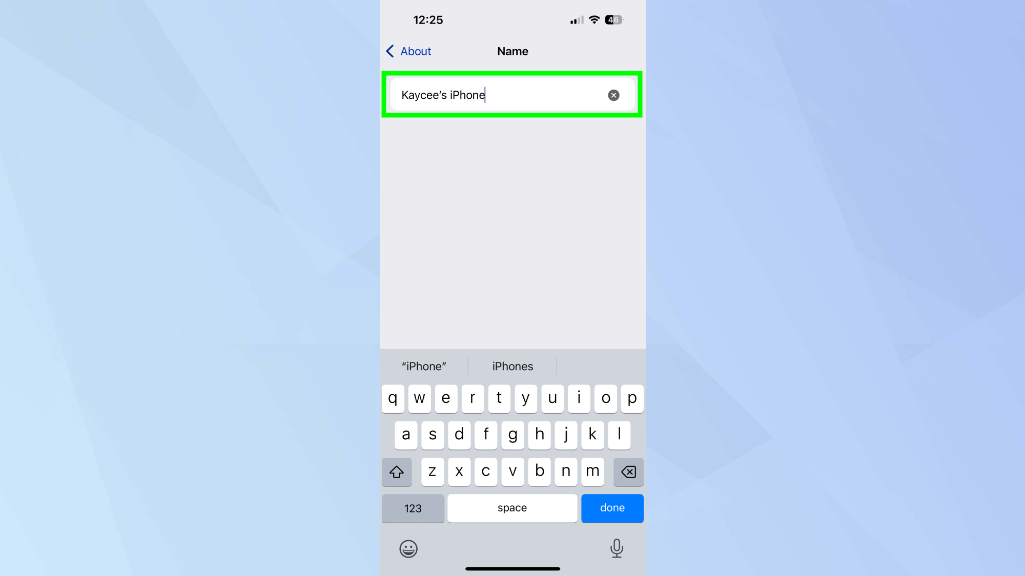 Le nom de l'iPhone est modifié