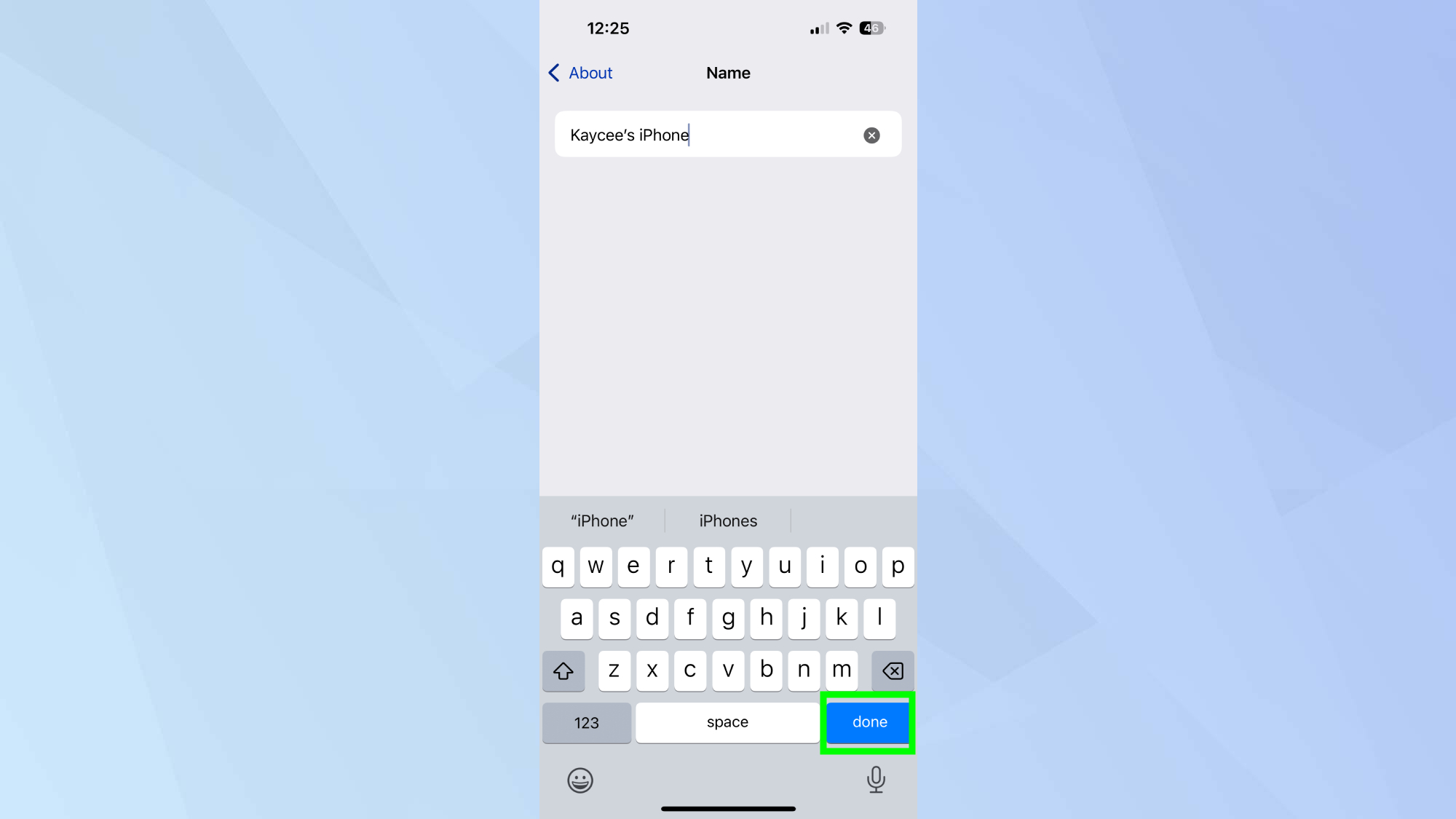 Nom changé sur iPhone