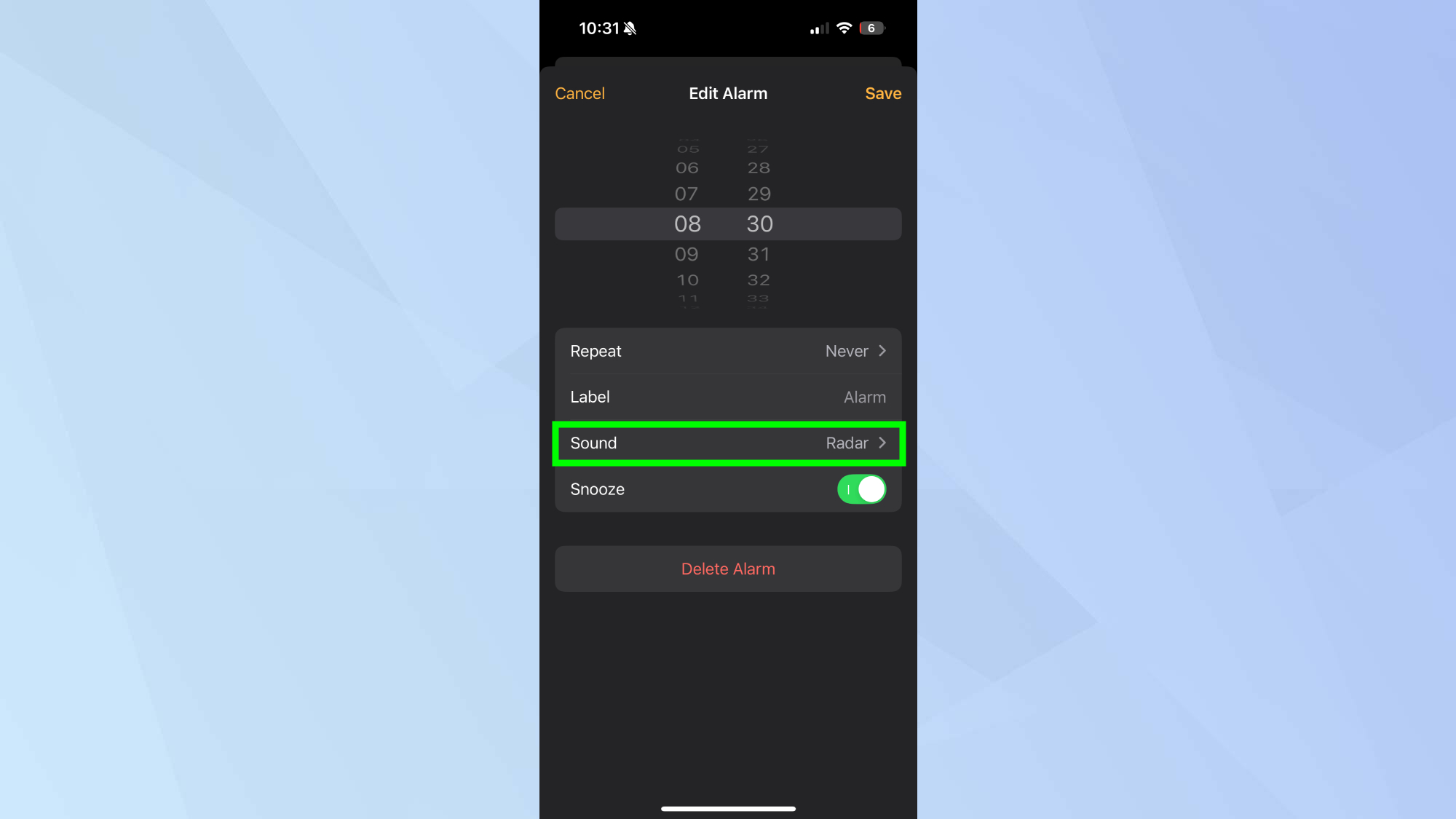 L'alarme sonne iPhone