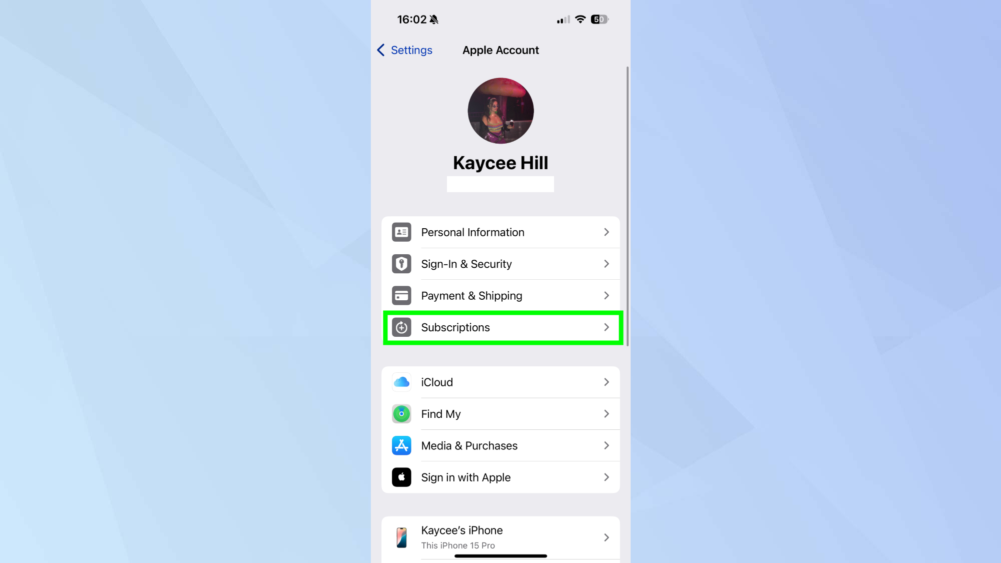 Abonnements mis en évidence sur iPhone