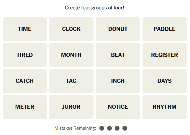 Puzzle New York Times Connections 2 janvier 2025