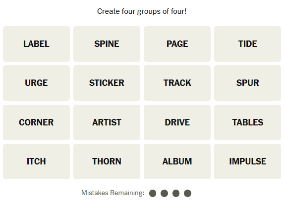 Puzzle Connections du New York Times 18 janvier 2025