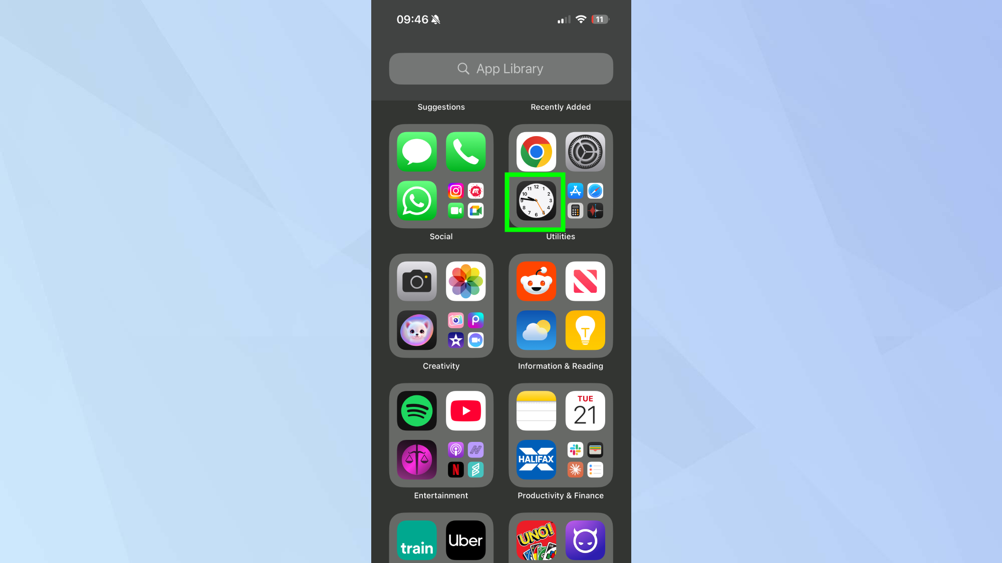 Application iPhone Clock mise en évidence