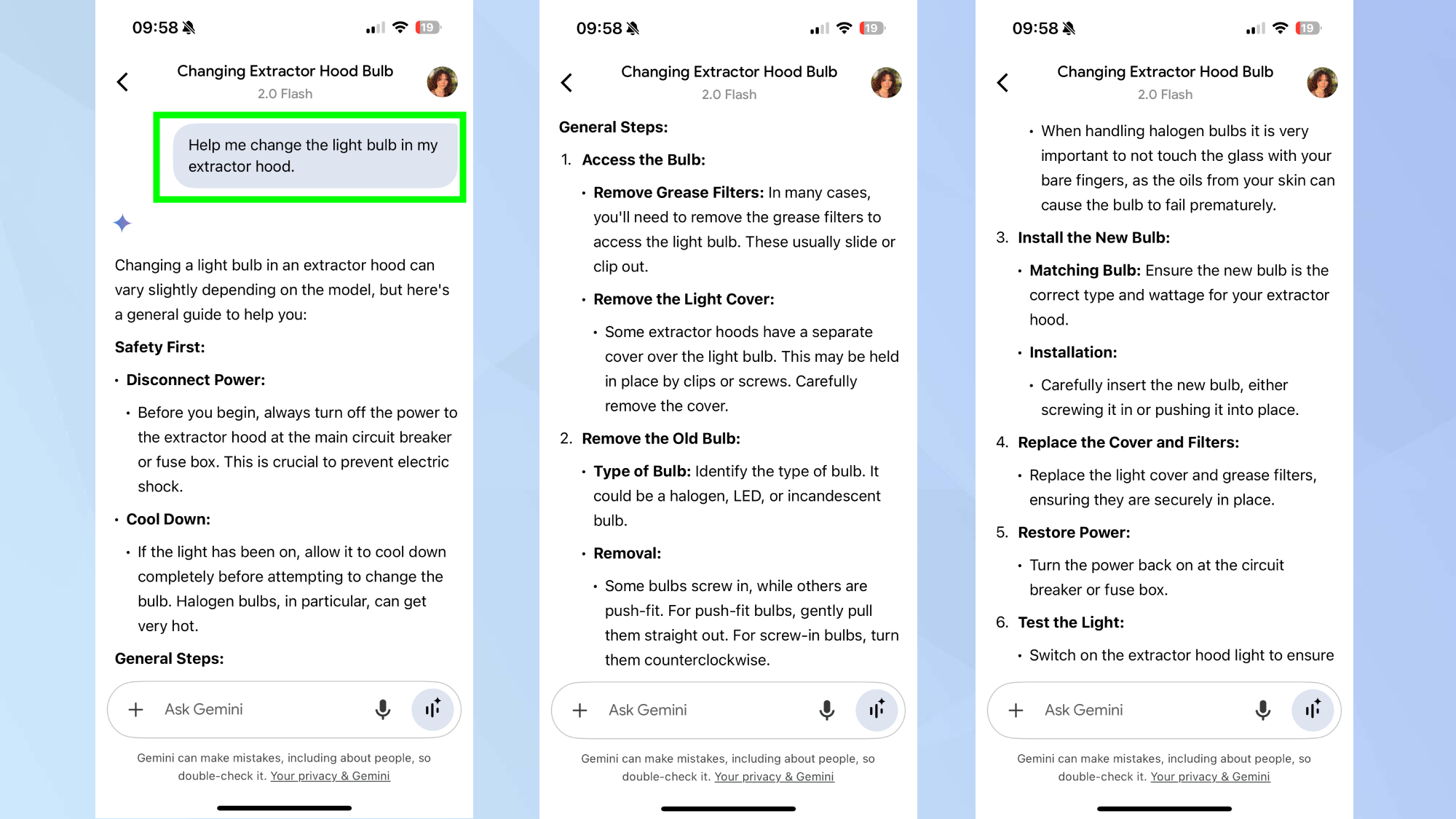 Gemini obtient des instructions étape par étape