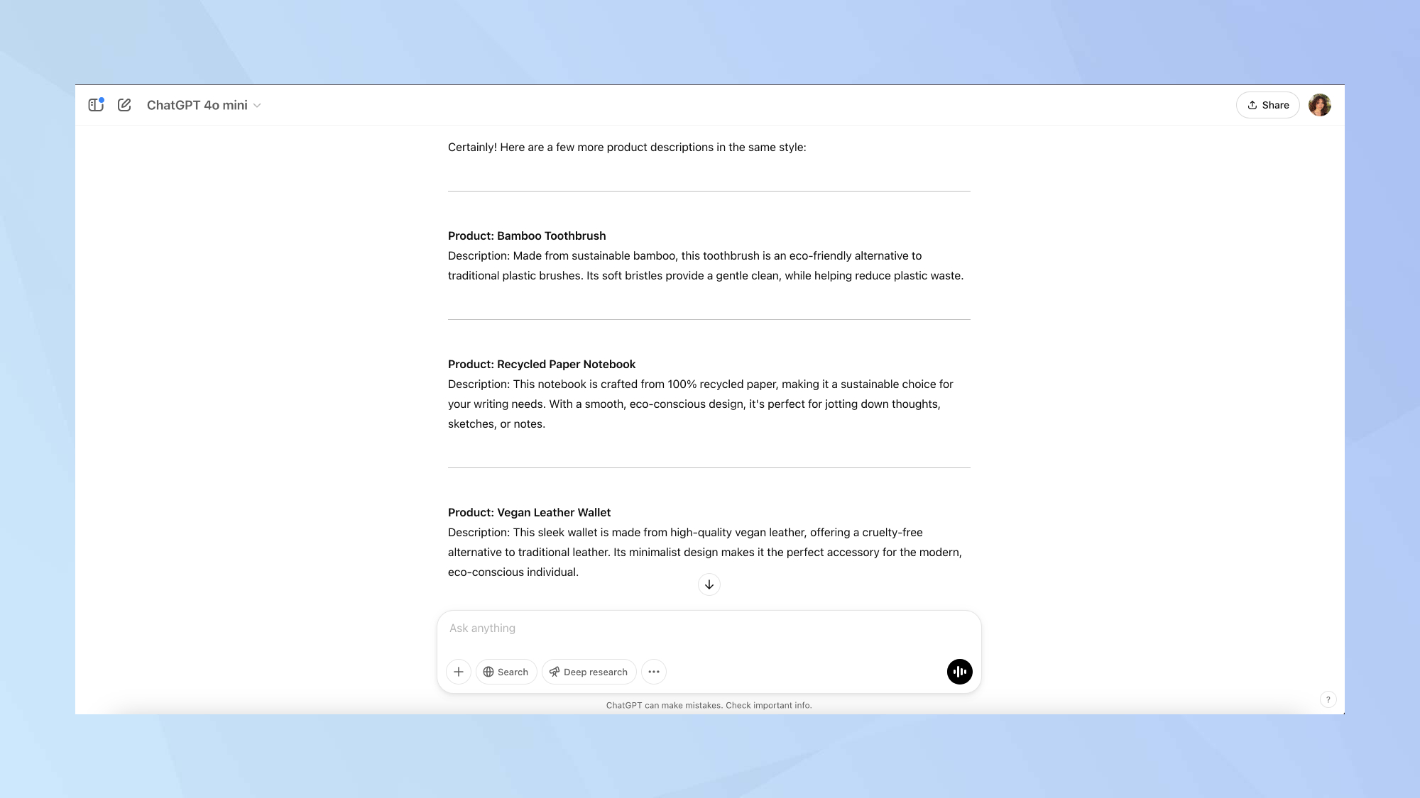 Guide Chatgpt avec une sortie d'apprentissage basée sur des exemples