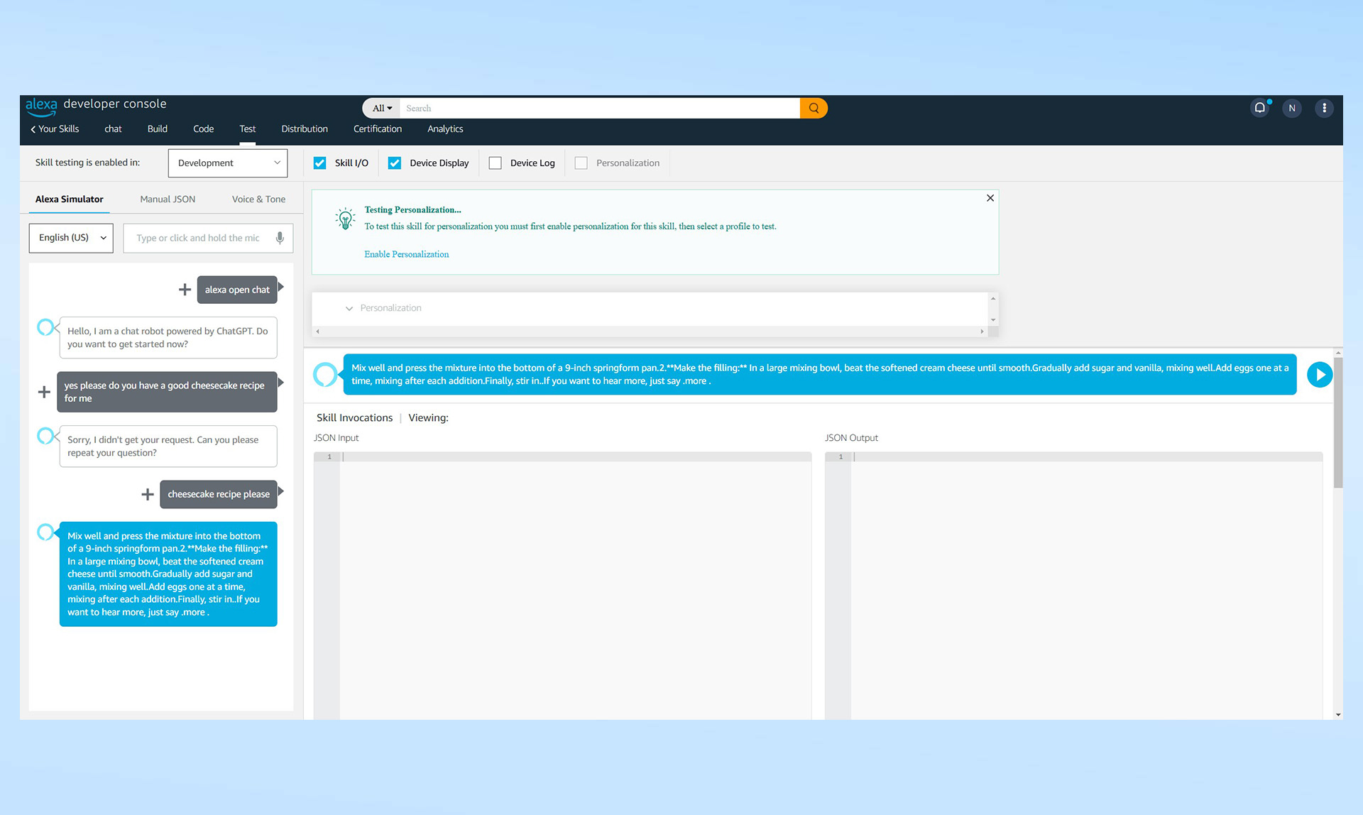 Mettre le chatppt sur Alexa