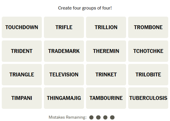 Le puzzle des connexions du New York Times pour le 22 mars