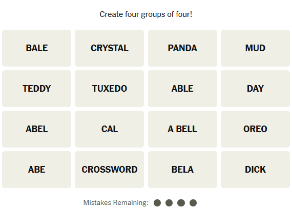 Le puzzle des connexions du New York Times pour le 25 mars