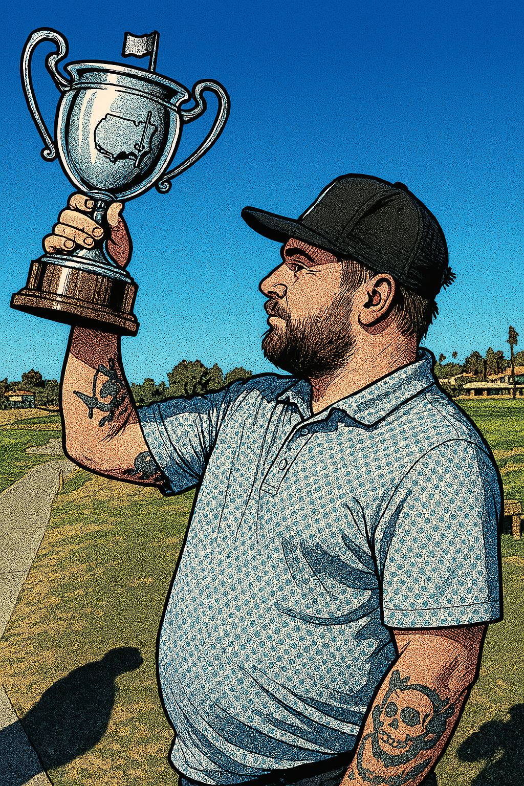 Chatgpt Image de Dave LeClair tenant un trophée