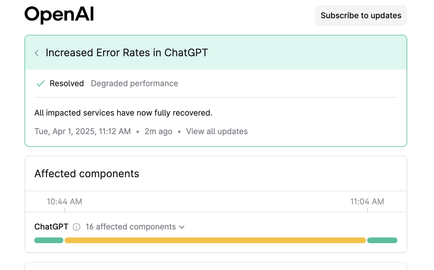 Le statut de chatppt est pleinement opérationnel