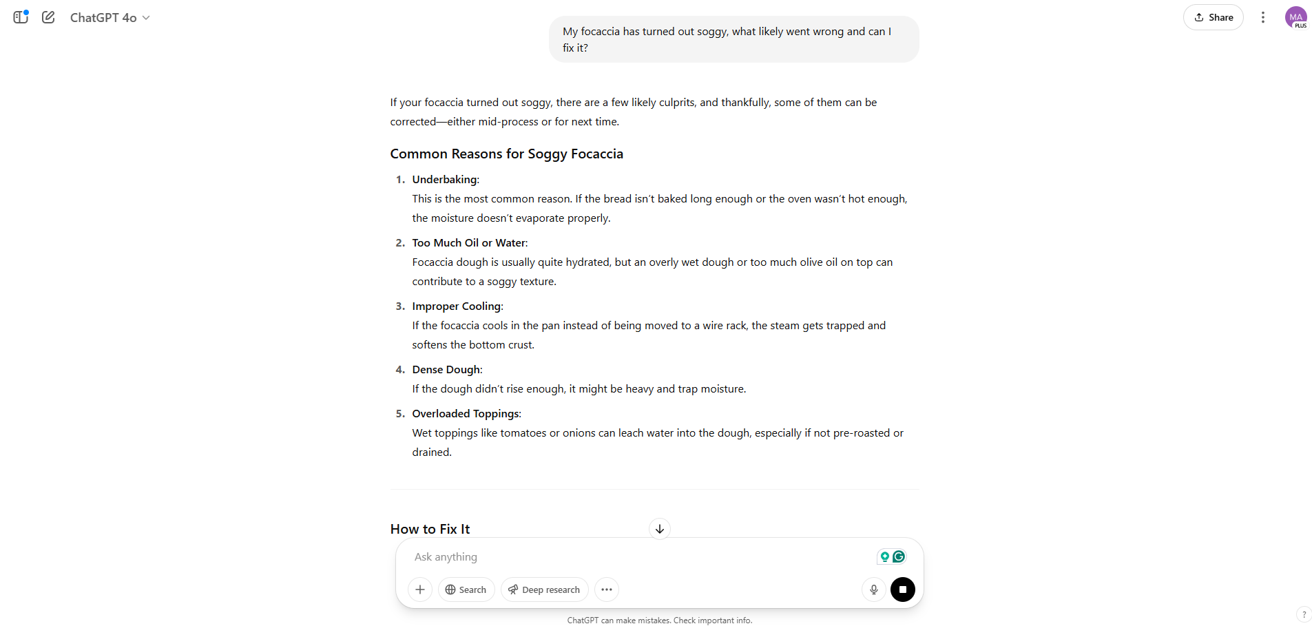 Une capture d'écran de Chatgpt