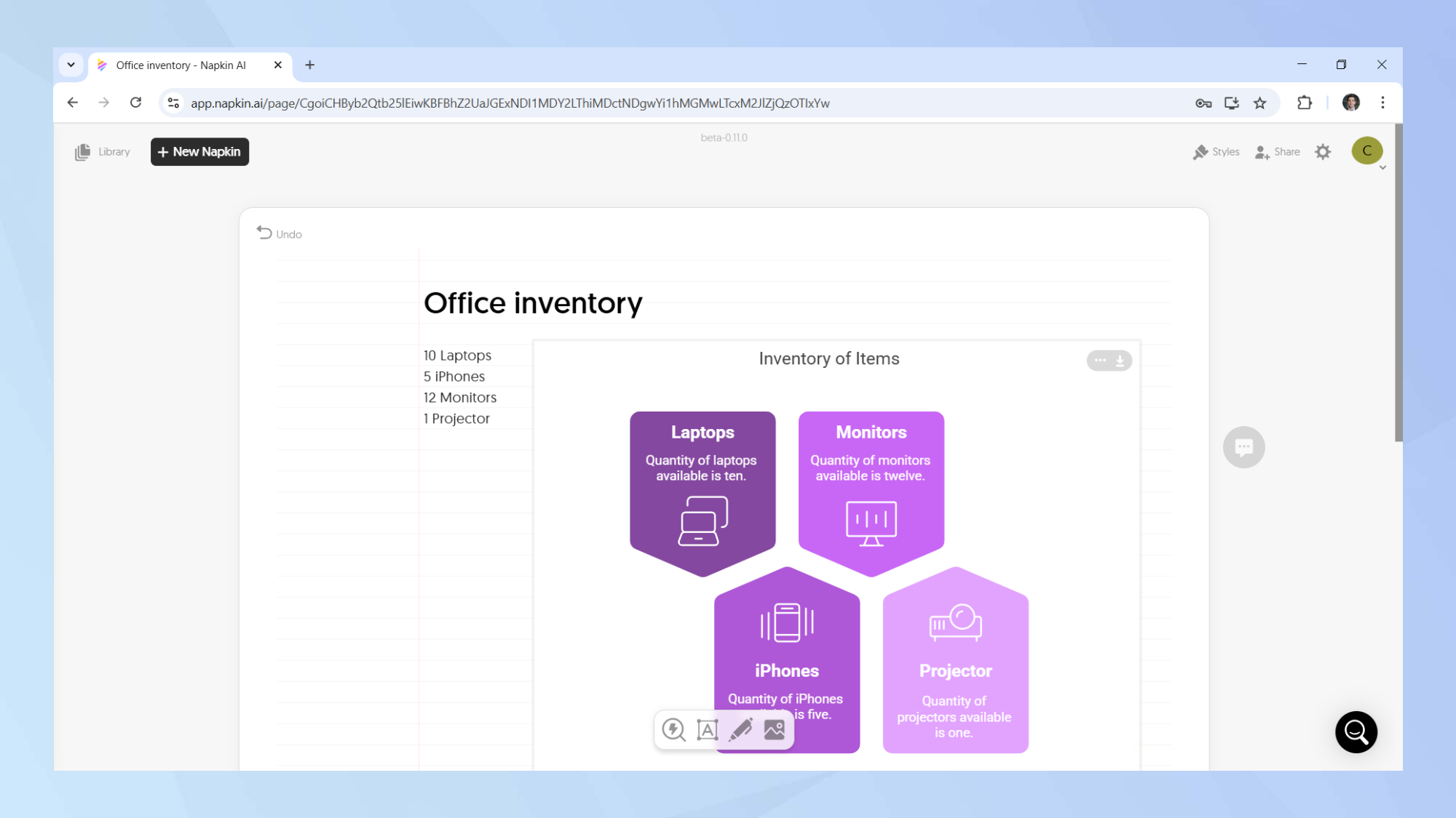 Serviette AI insérer des objets