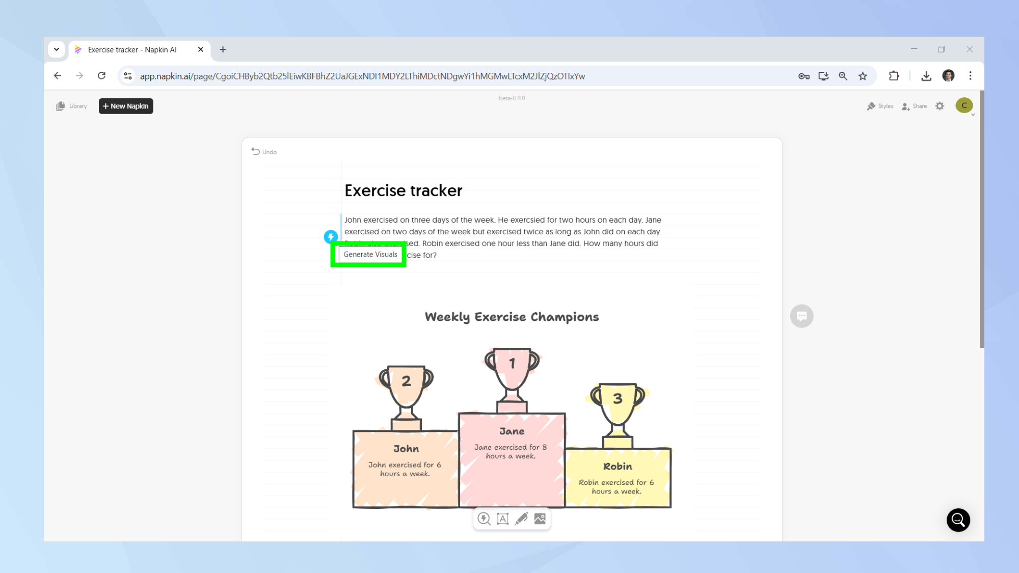 Calcul de la serviette AI invite