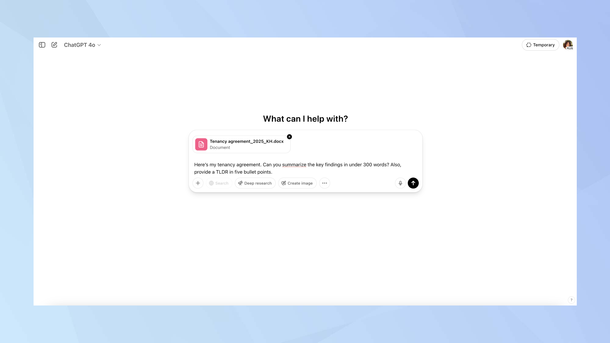 Chatgpt résume l'invite du document