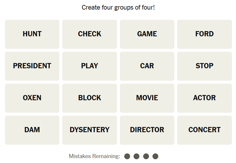 Le puzzle des connexions du New York Times le 14 avril 2025