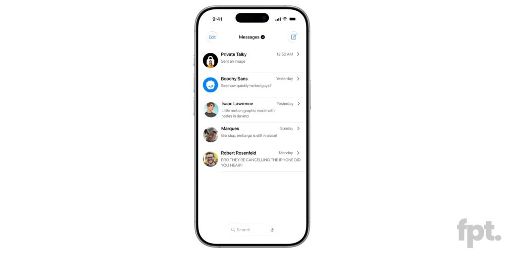 iOS 19 Mockup avec barre de recherche en bas