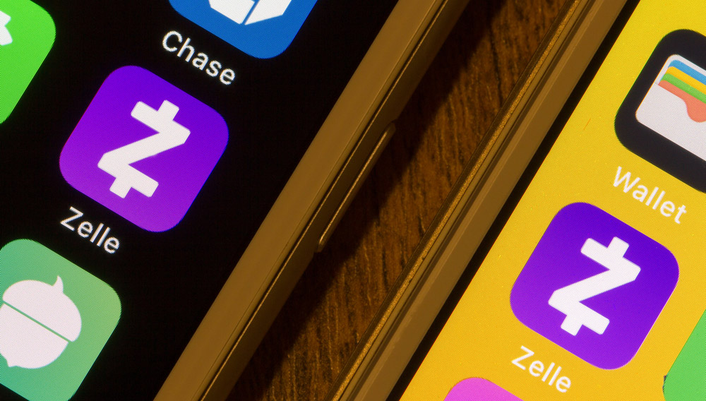 Icônes de l'application Zelle sur deux smartphones.
