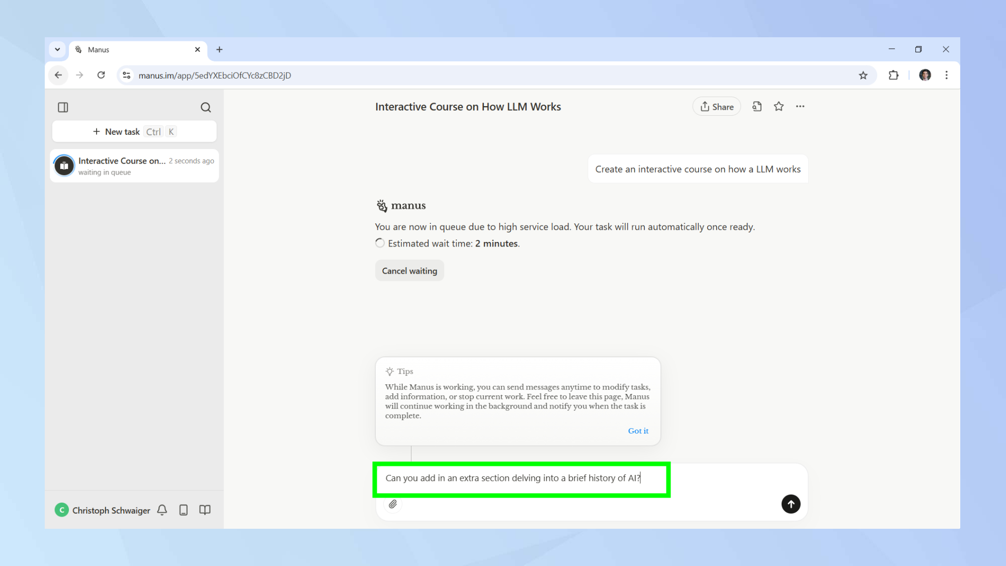 Manus Info supplémentaire