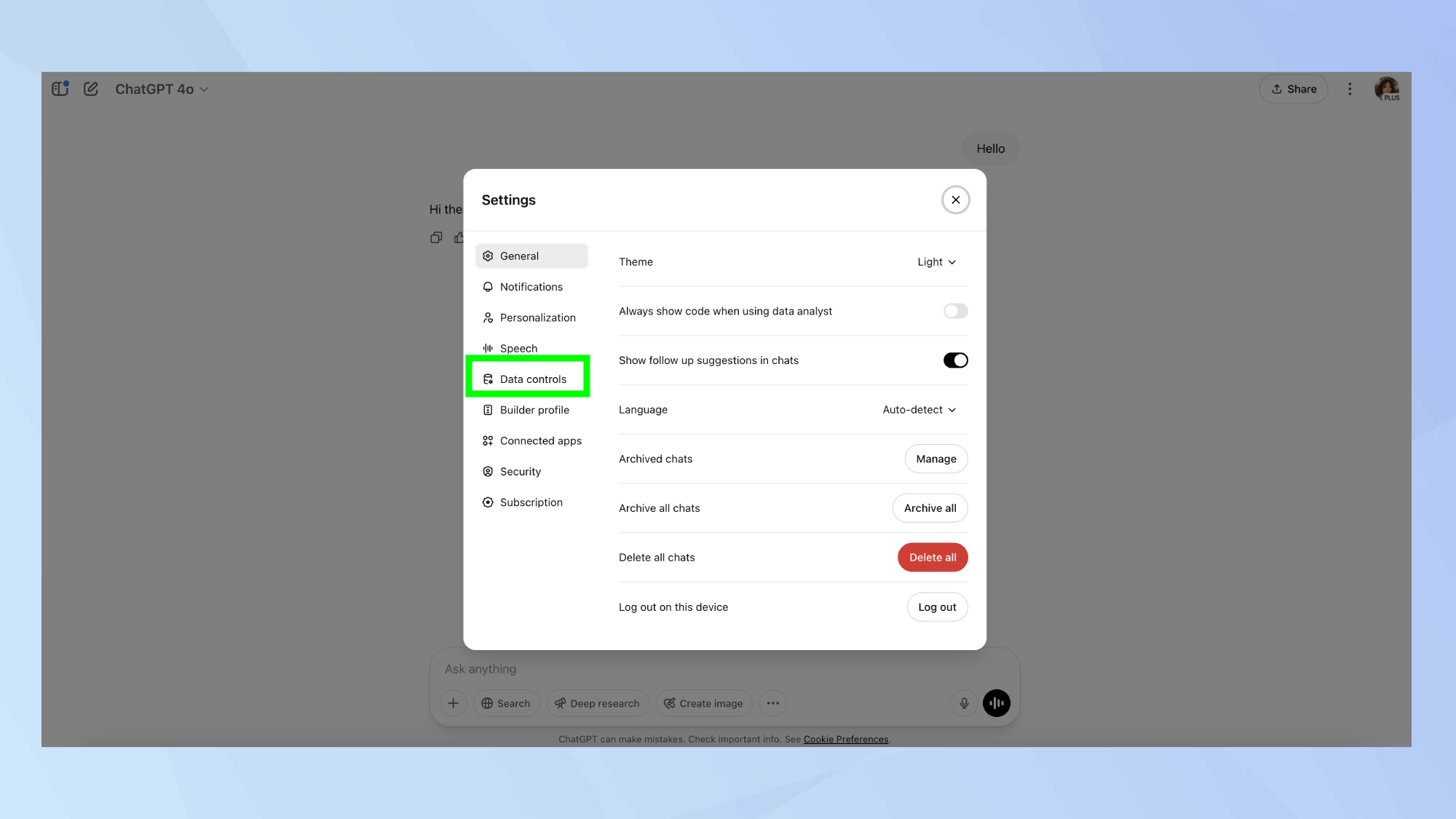 Contrôles de données ChatGpt