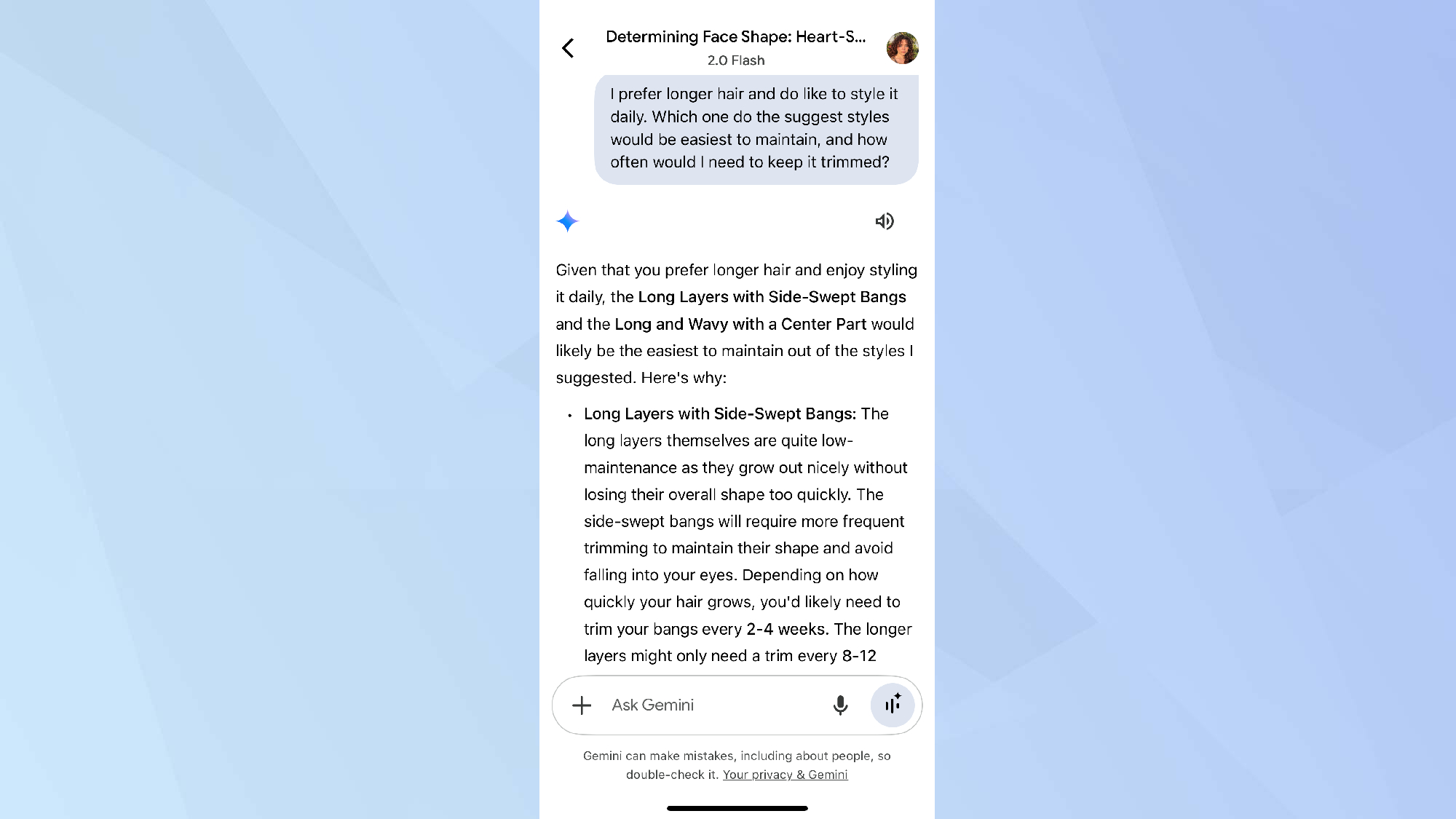 Invite de préférence de coiffure Gemini