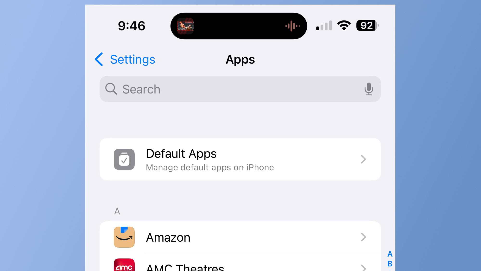 Les applications par défaut sélectionnent