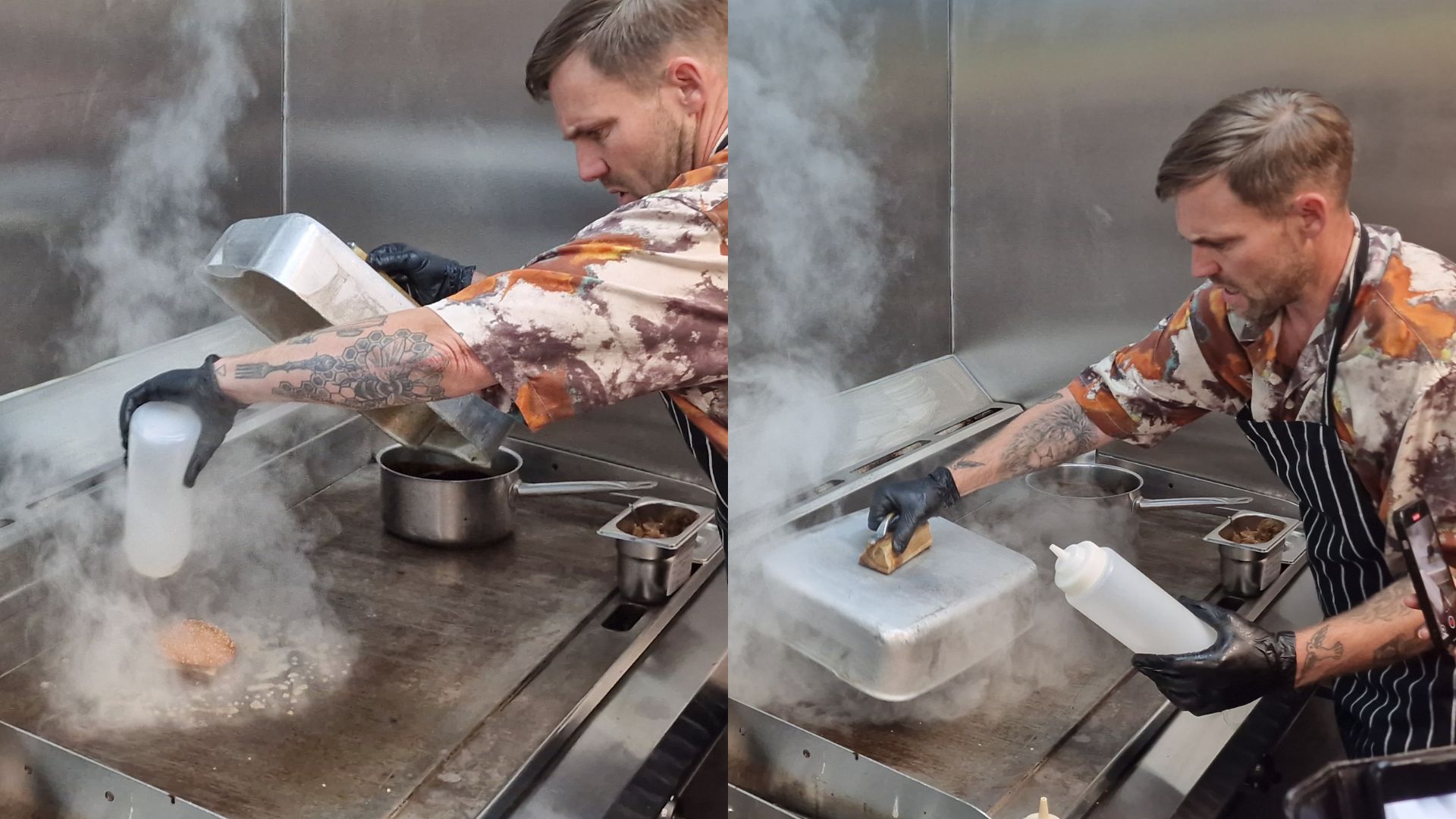 Terminer le processus de hamburger Smash avec de la vapeur