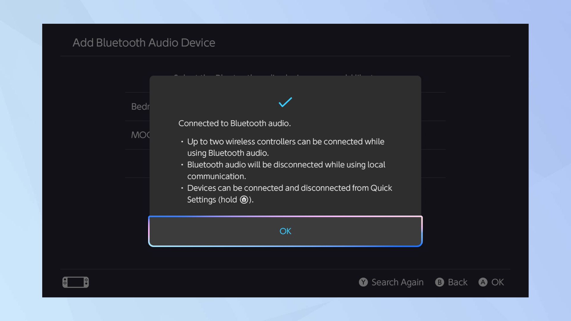 Appareil Bluetooth connecté au commutateur 2