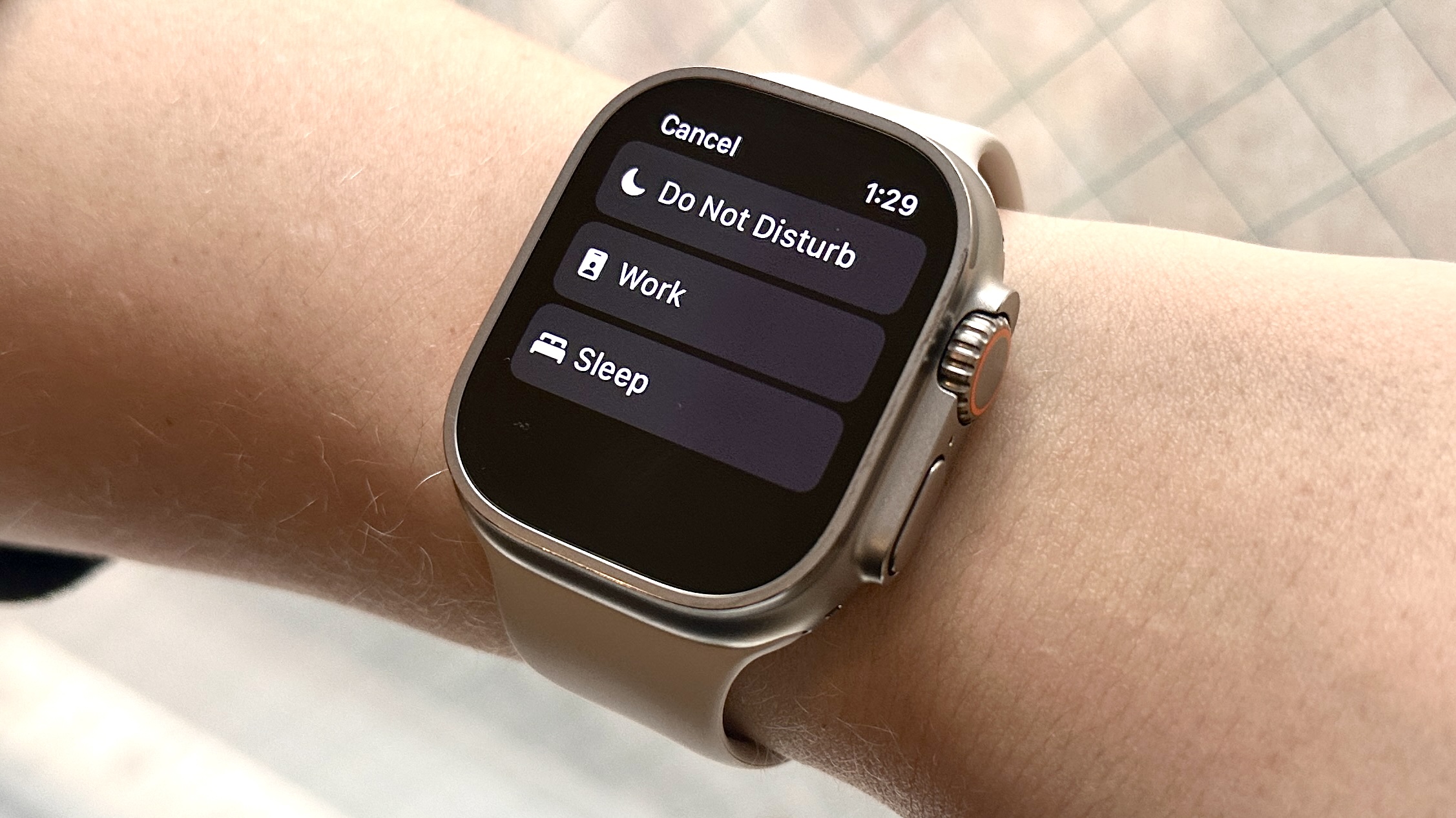 Paramètres Apple Watch Ultra dans Focus