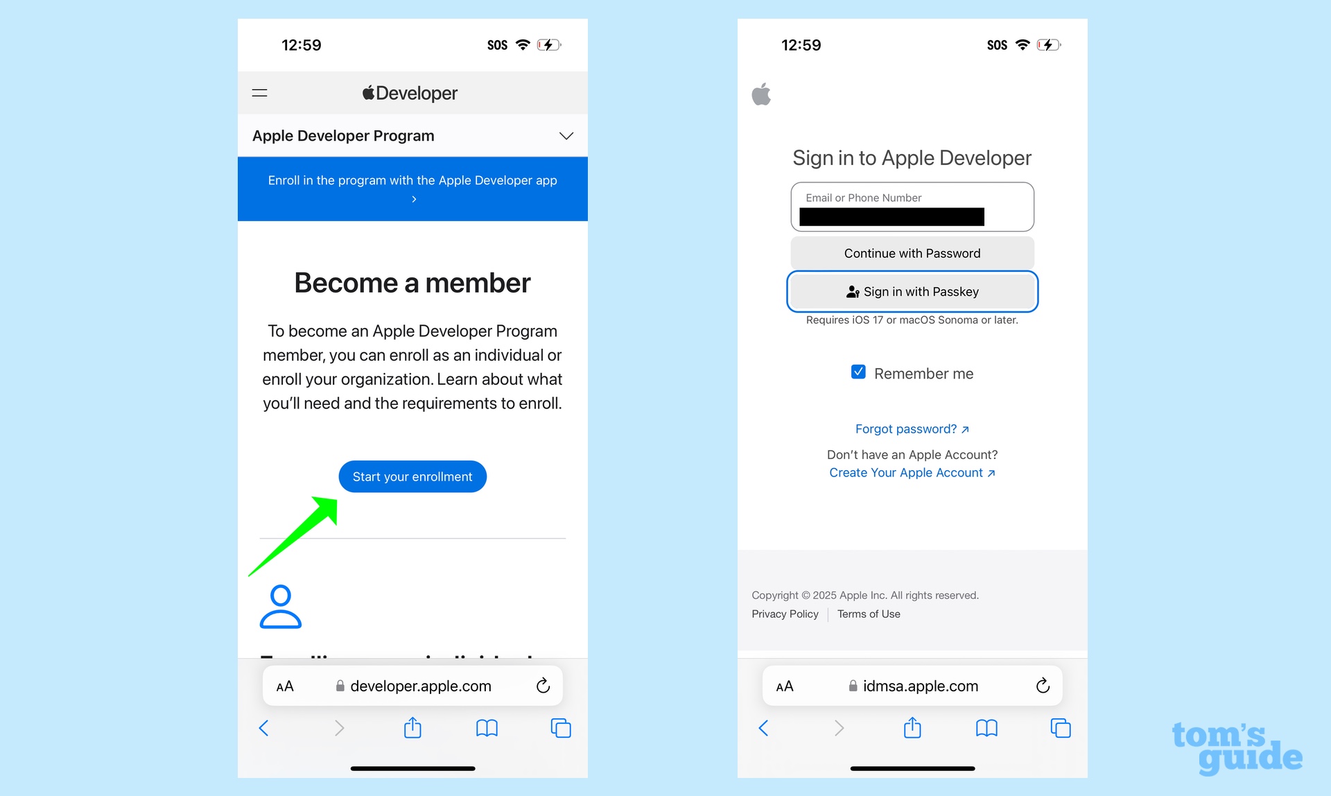 Inscrivez-vous au programme de développeurs d'Apple