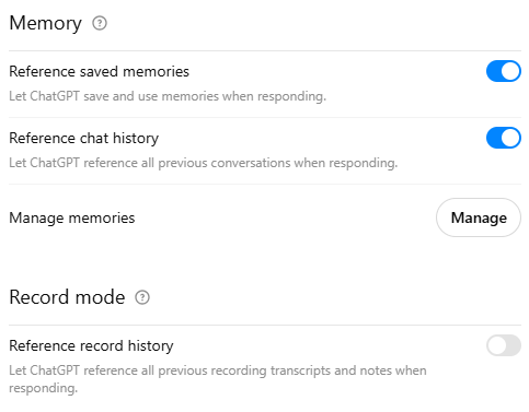 Paramètres de chatppt