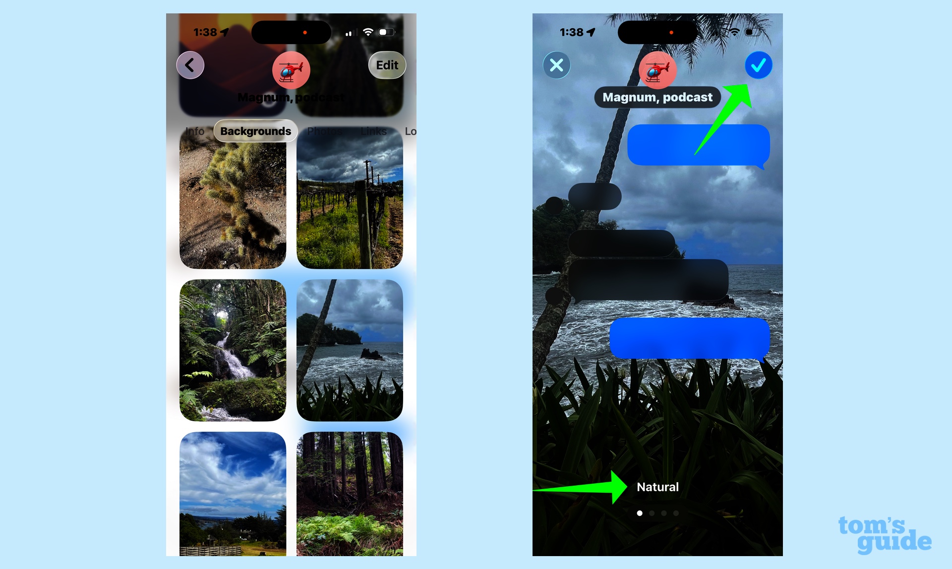 Choisissez une image dans les options et appuyez sur la coche si vous aimez son look