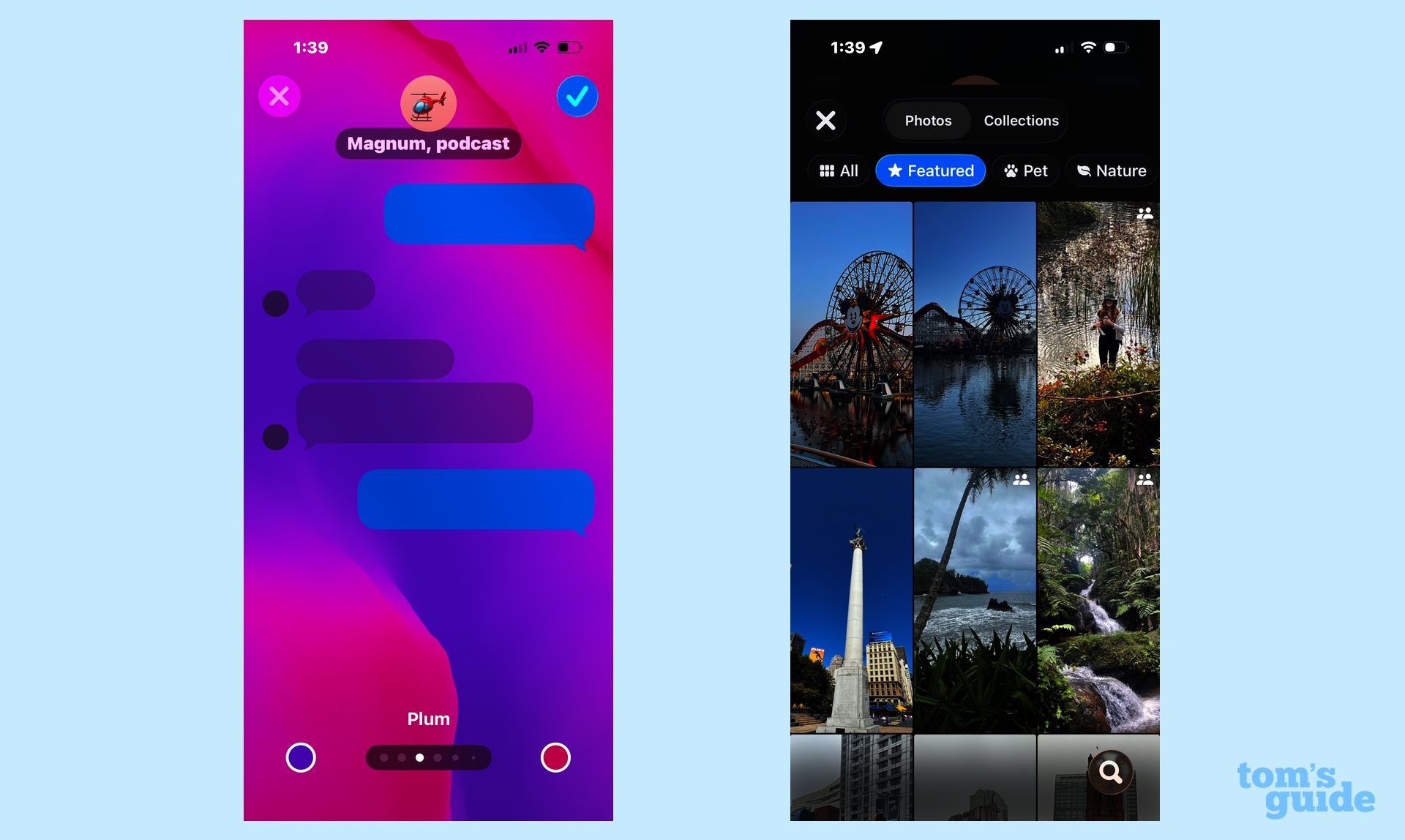 Options d'arrière-plan de la couleur et de la bibliothèque pour les messages