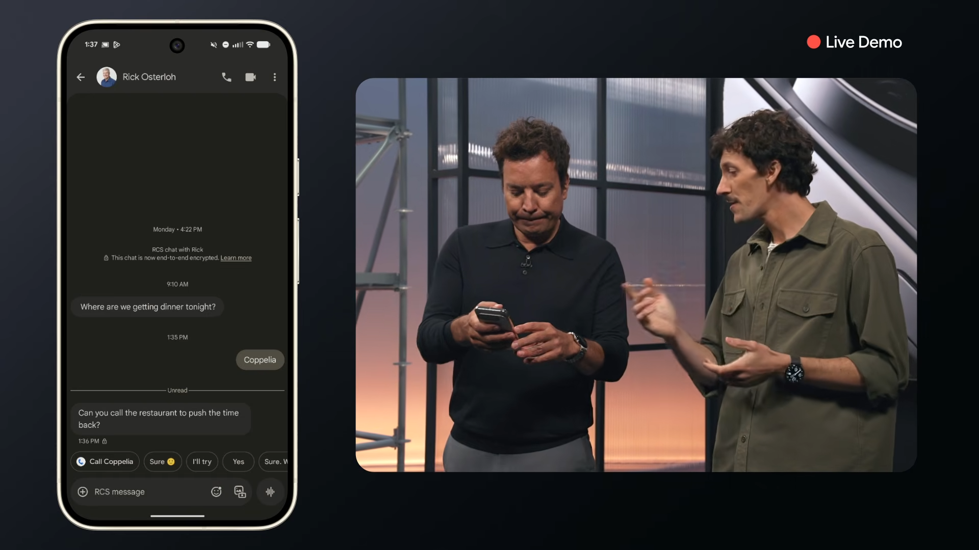 Magic Cue appelant et changeant une réservation de restaurant