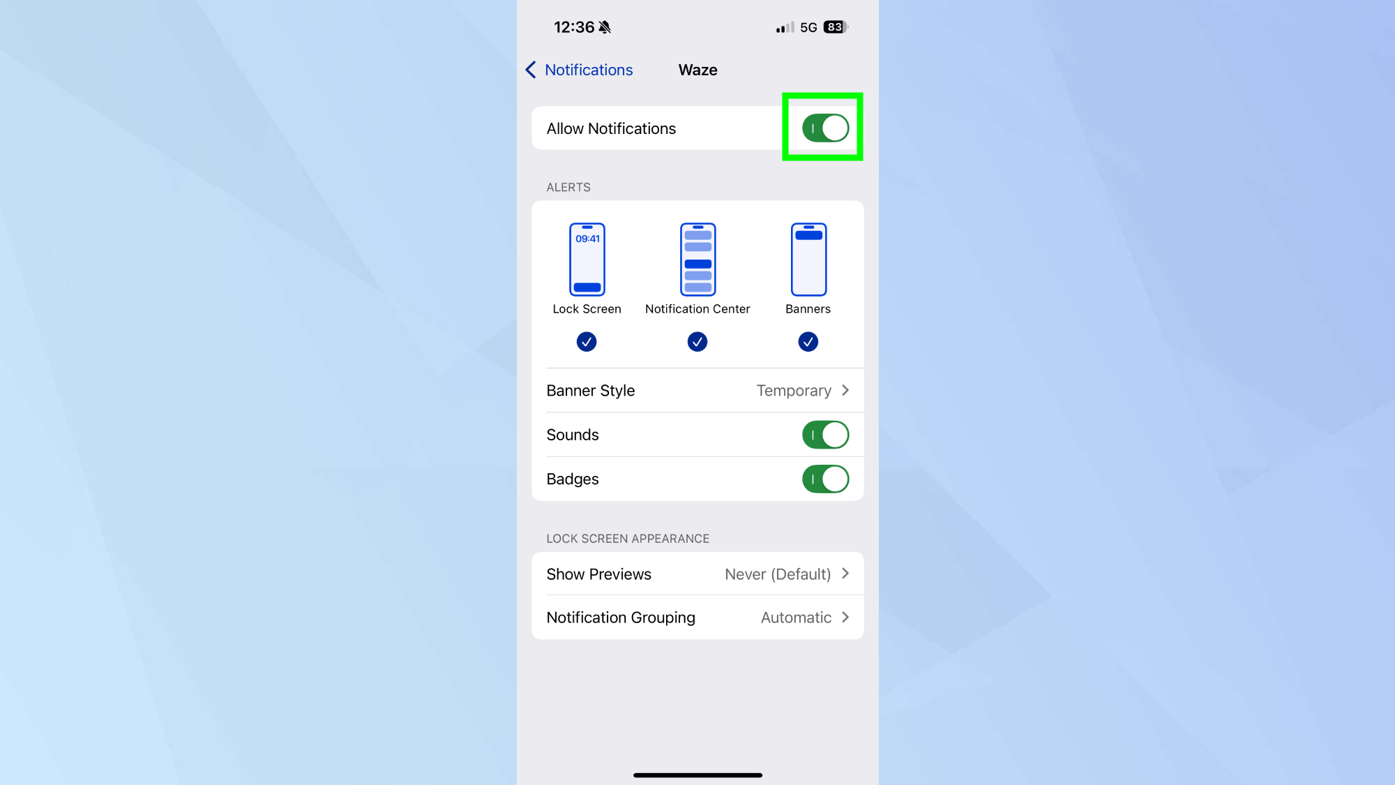 Notifications WAZE activées