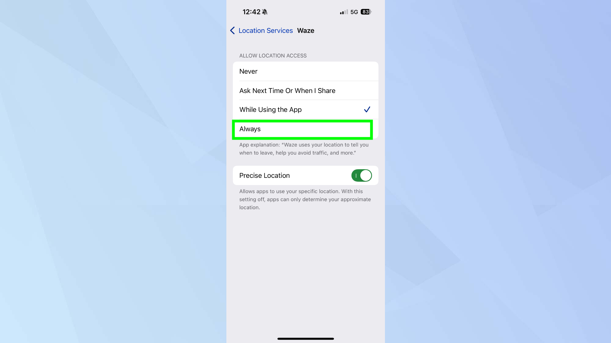 Suivi de l'emplacement WAZE