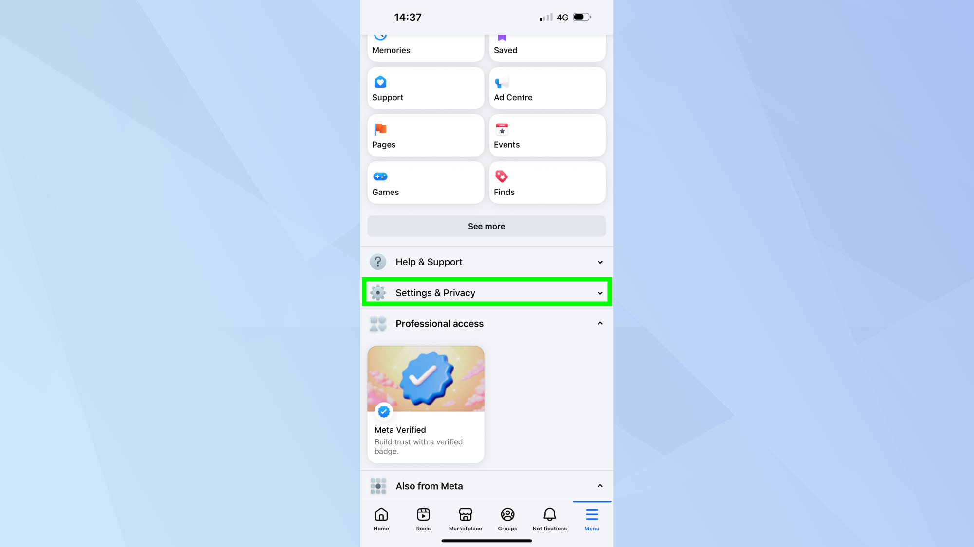 Paramètres de méta / facebook et confidentialité