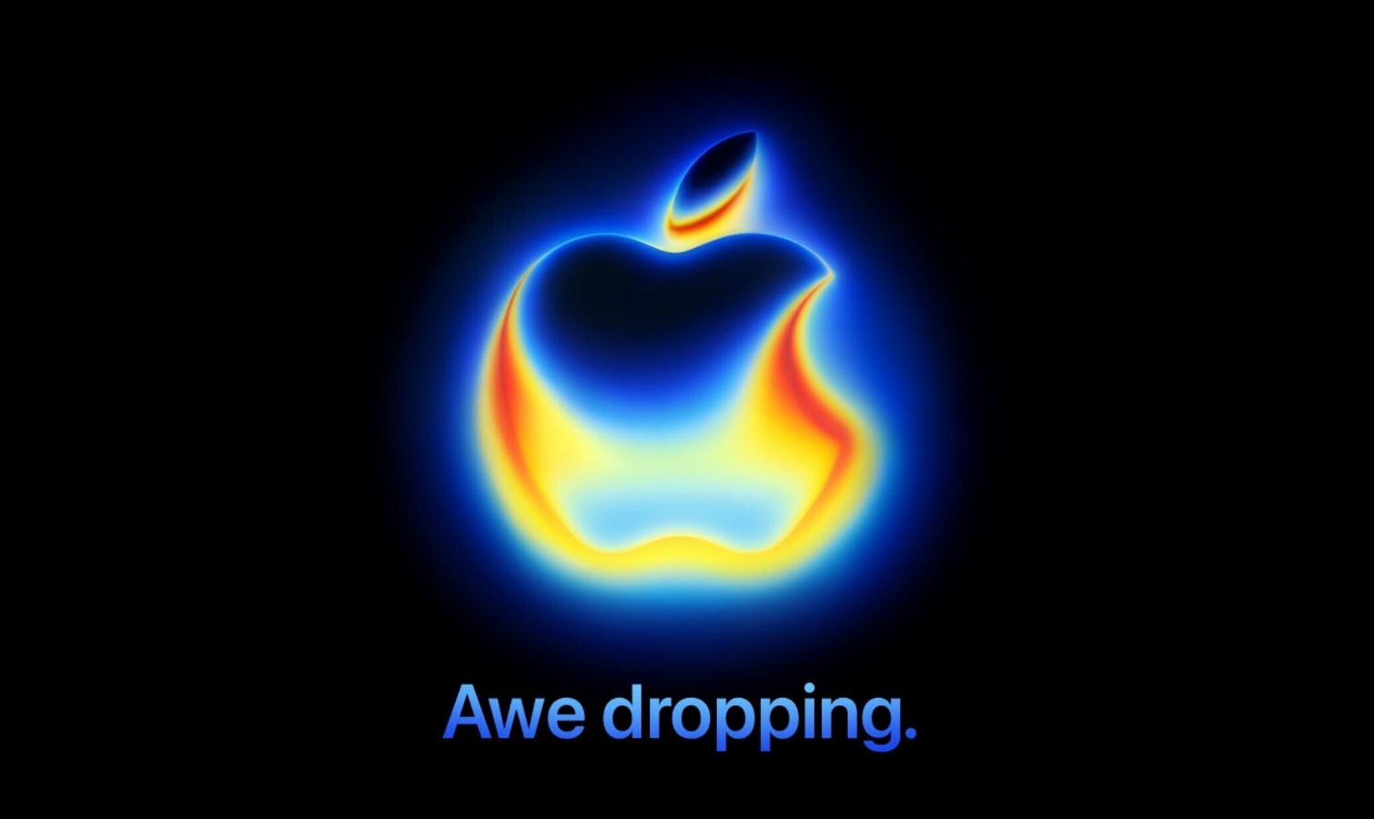 Logo de l'événement de suppression Apple Awe sur fond noir.