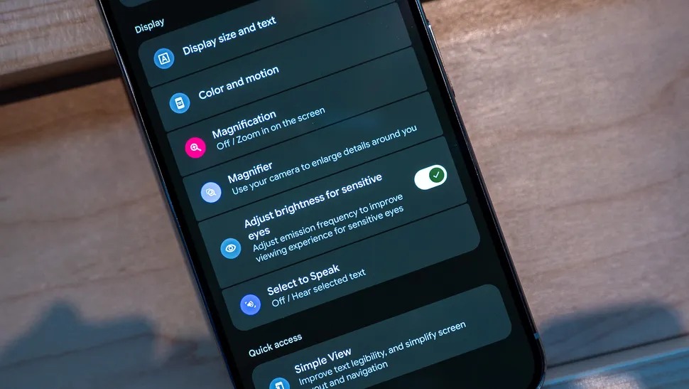 Outil de gradin PWM dans iOS 26 Paramètres d'accessibilité