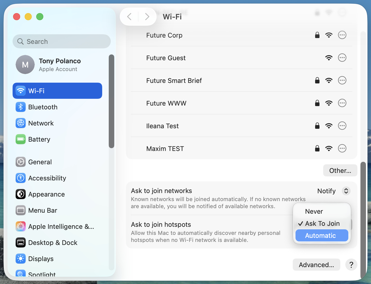 Hotspotting iPhone MacOS 26