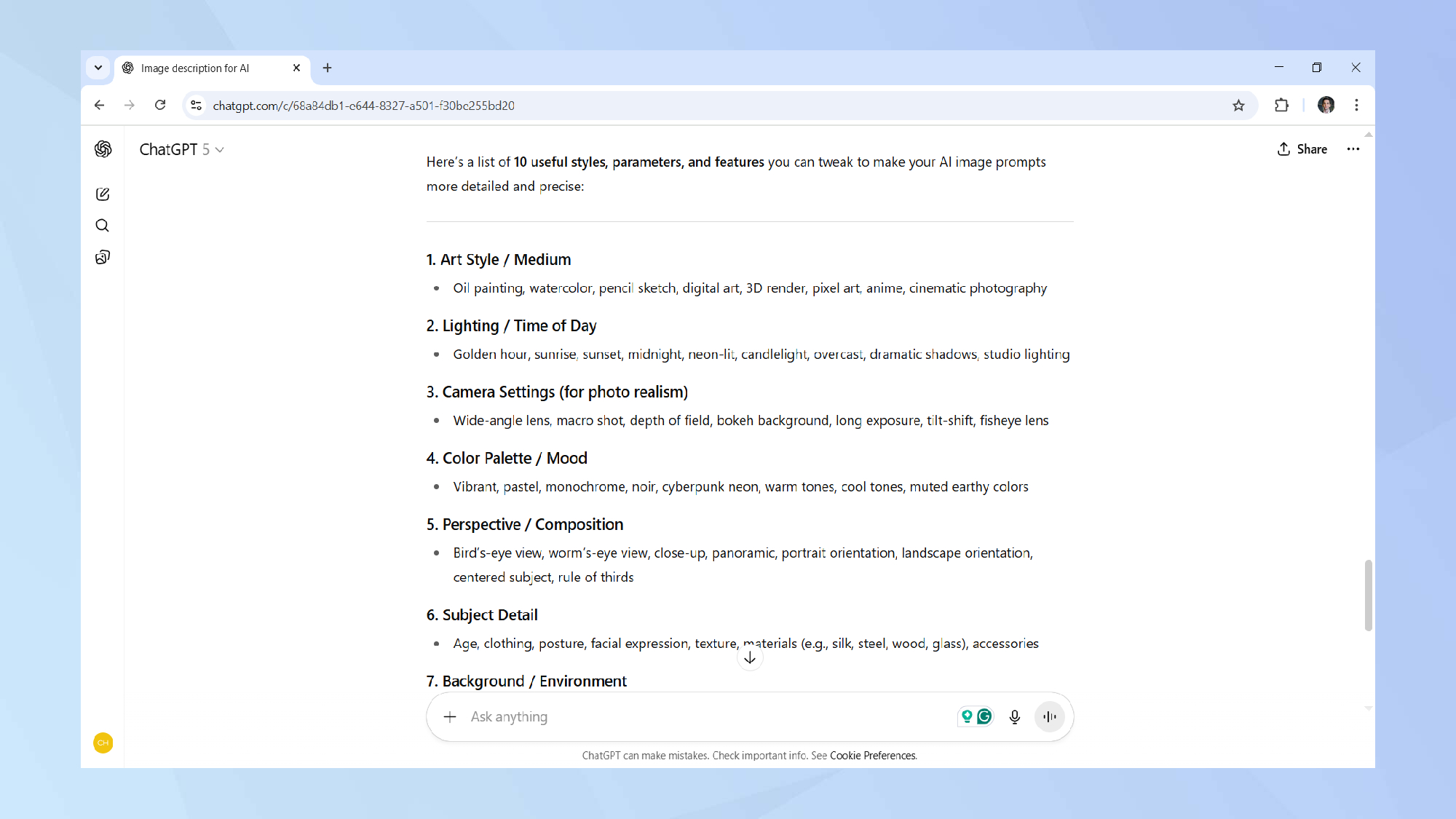 Chatgpt Liste des invites d'image